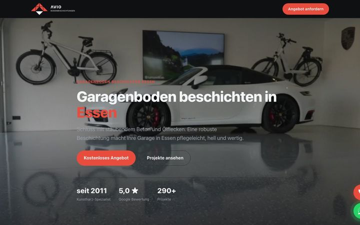 Landingpage für einen Bodenbeschichter