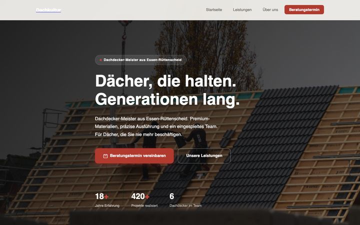 Website-Design für einen Dachdecker