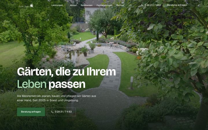 Website-Design für einen Garten- und Landschaftsbauer