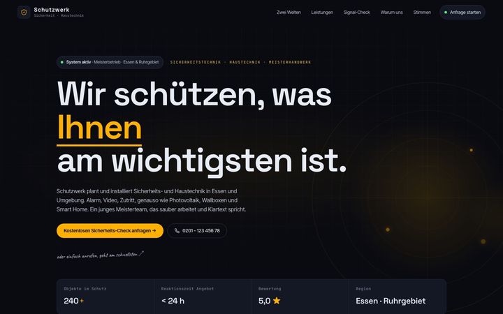 Website-Design für Sicherheitstechnik
