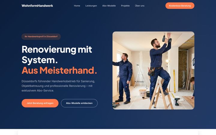 Website-Design für einen Handwerksbetrieb